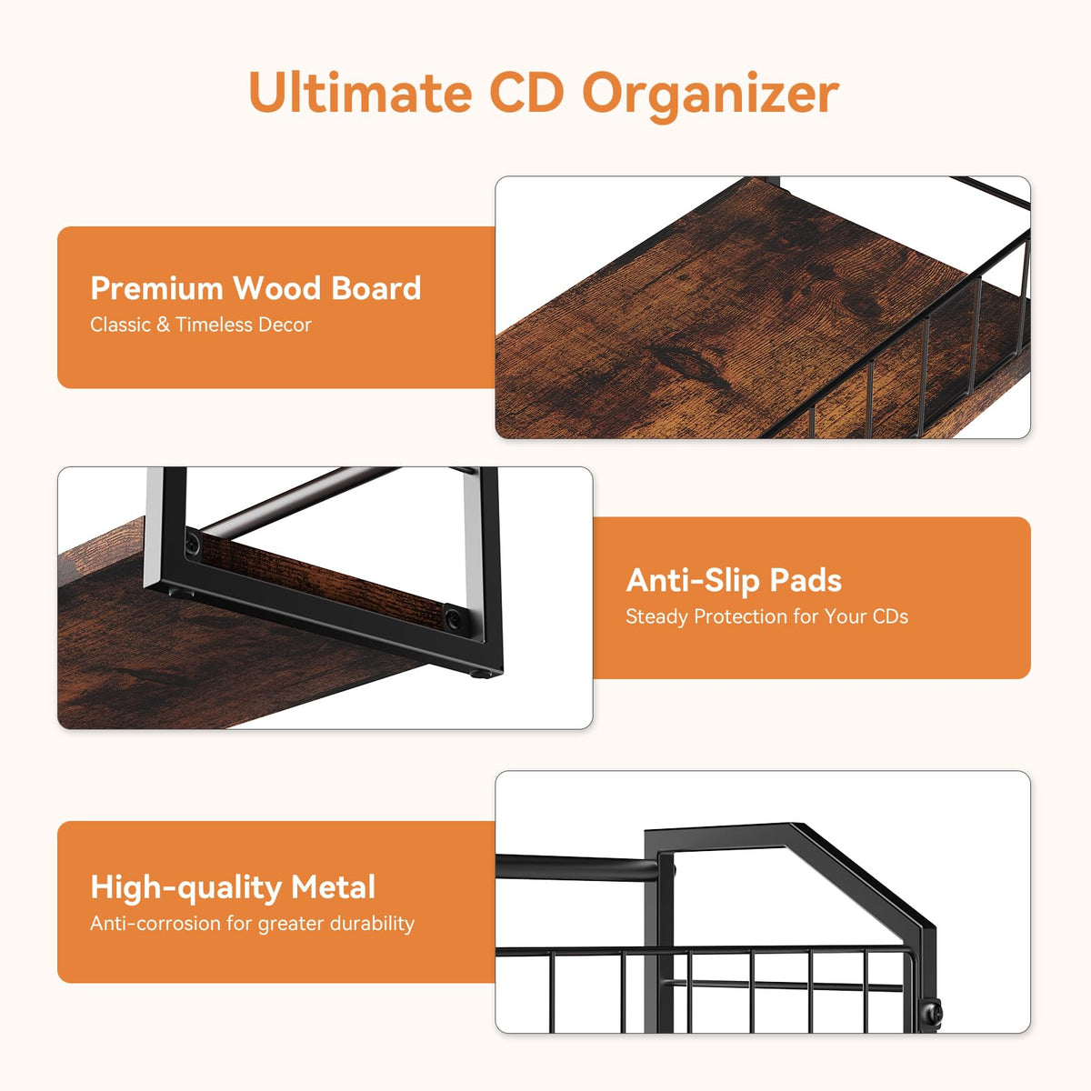 2 Tier CD Storage Rack Holds 60 Cases Brown U35806