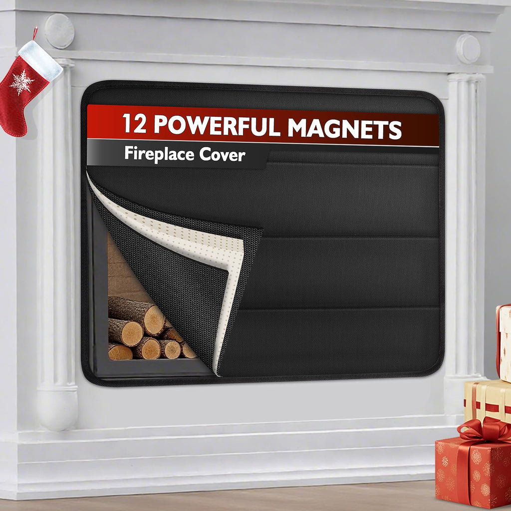 Black Magnetic Fireplace Cover W3825