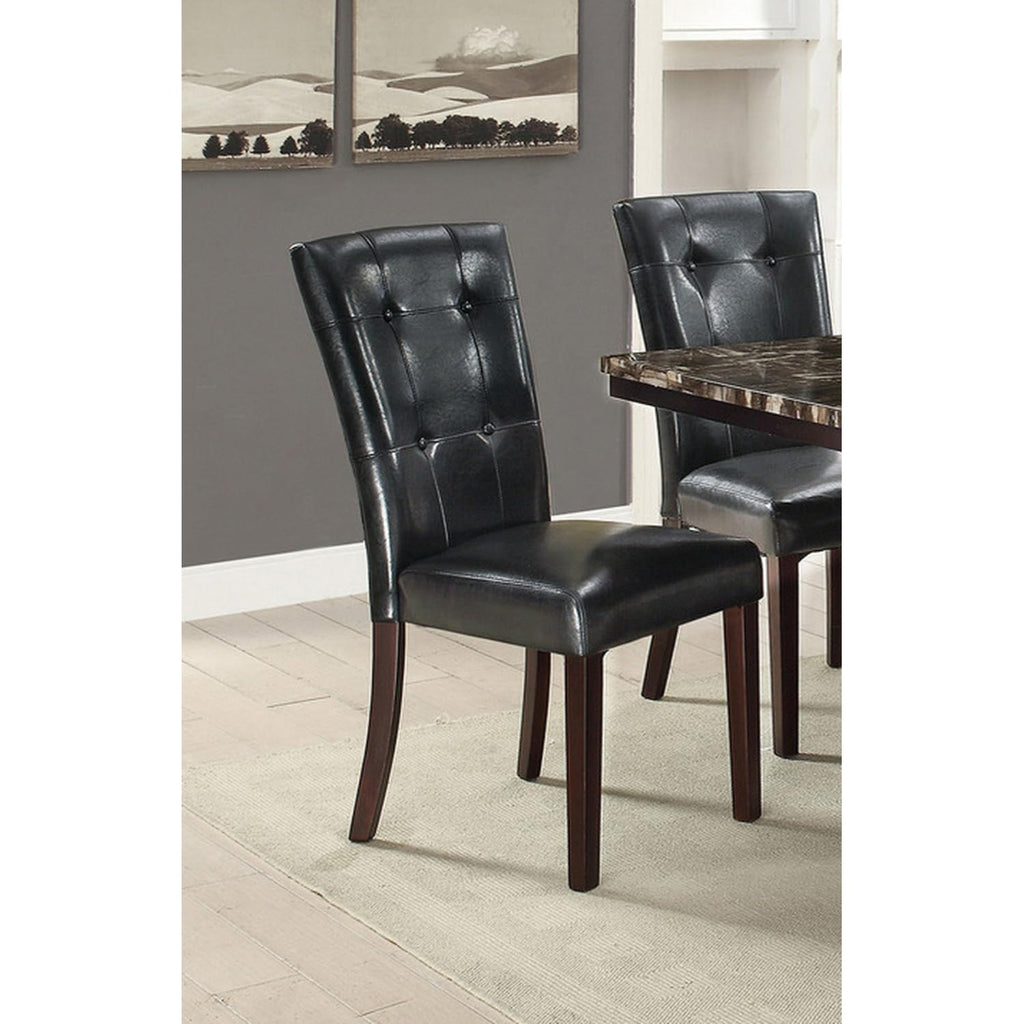 Black Faux Leather Tufted Parson Chairs Set of 2 V8786
