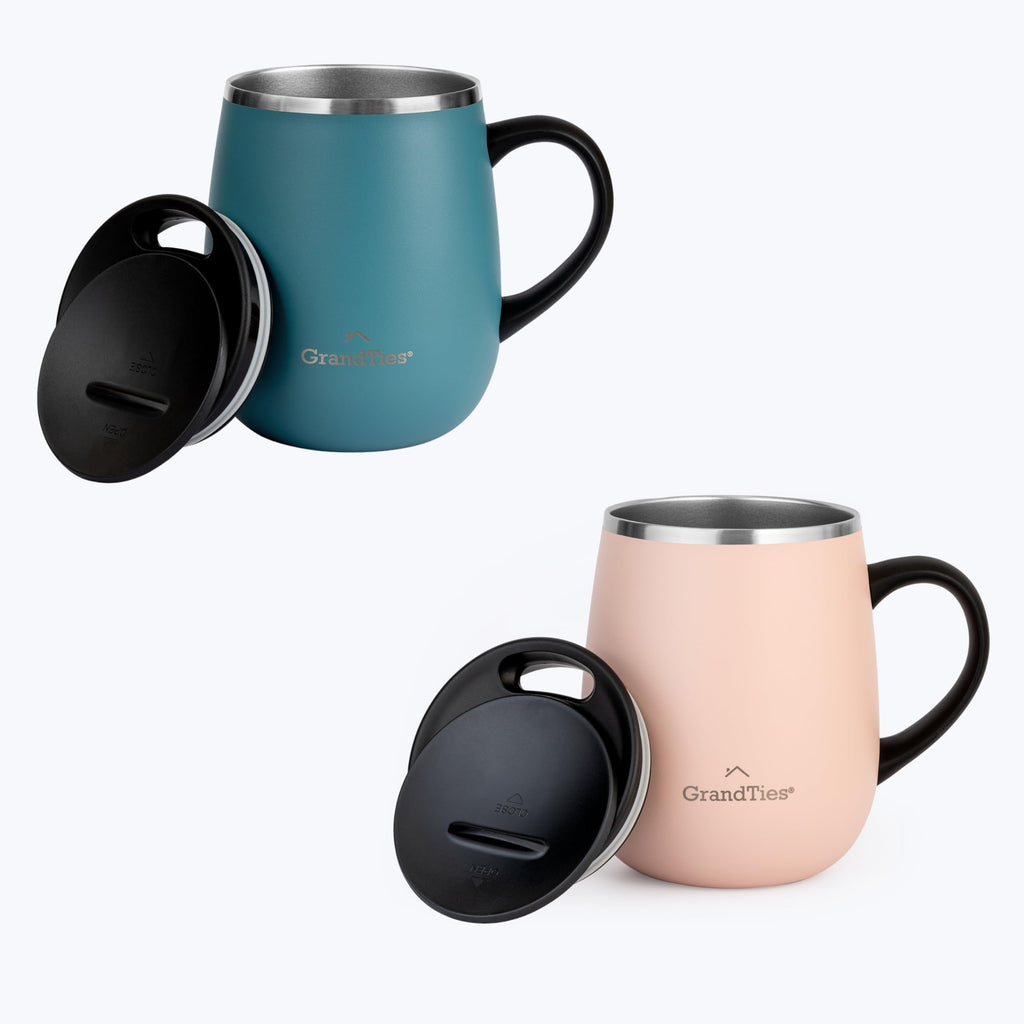 16 oz Insulated Stainless Steel Tumbler 2-Pack with Handle & Sliding Lid E405477