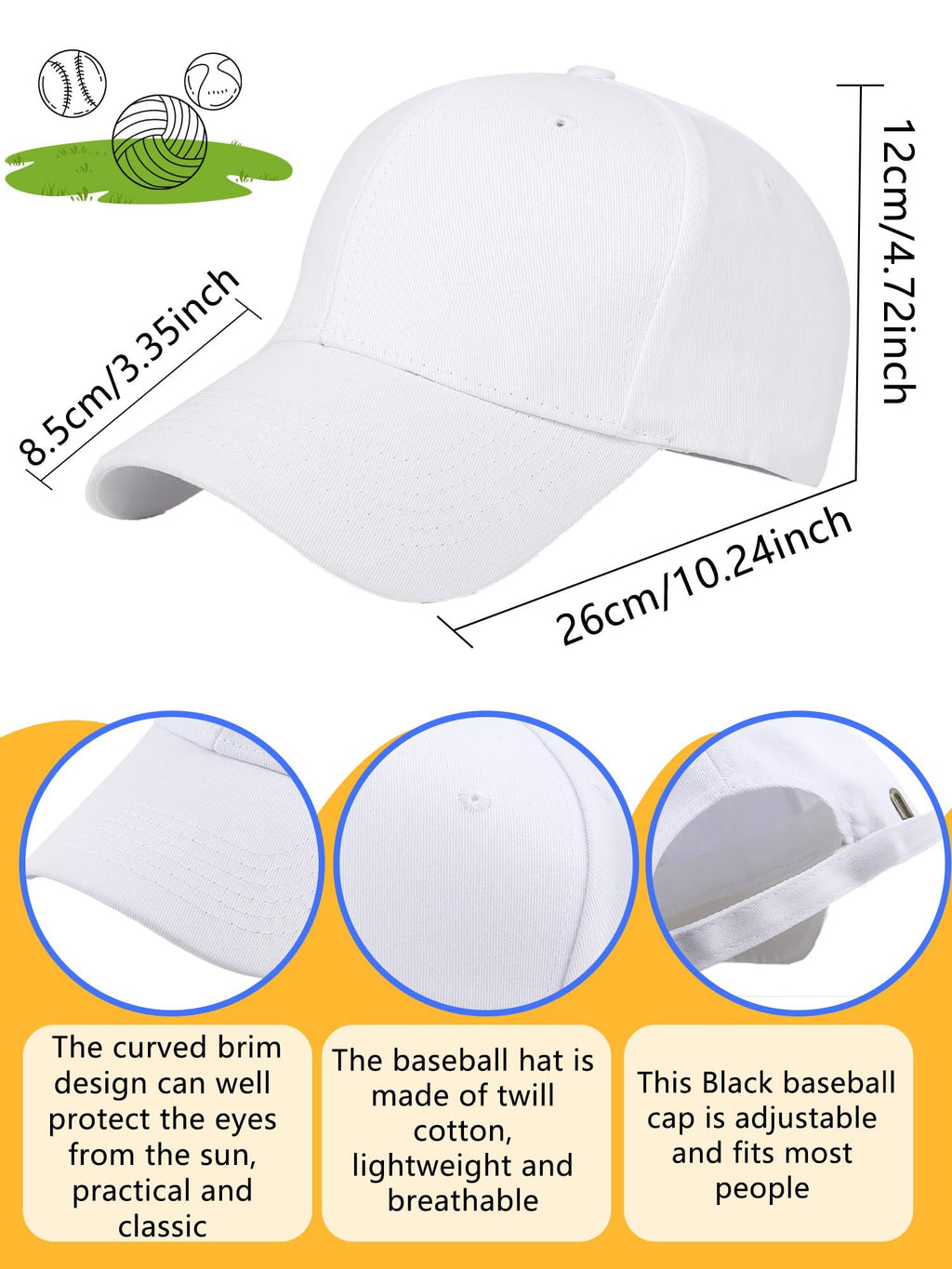 Cotton White Baseball Cap W770162
