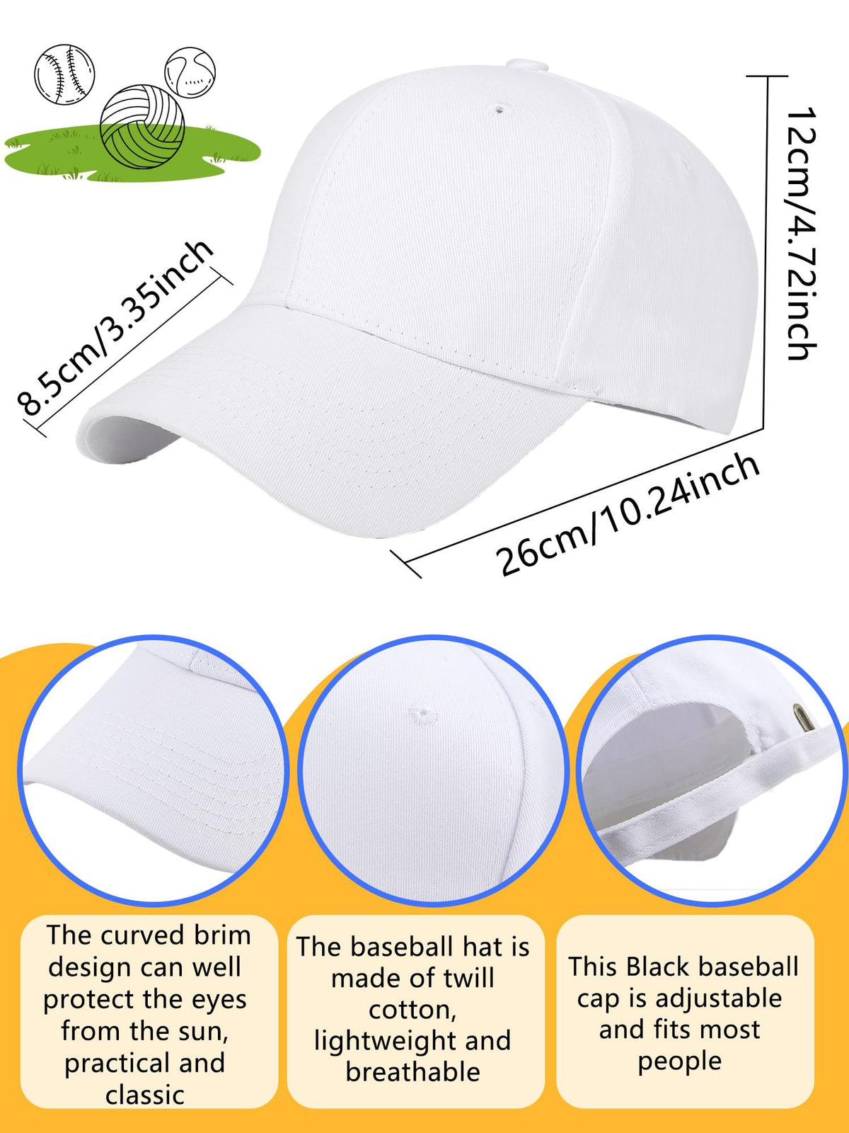 Cotton White Baseball Cap W770162