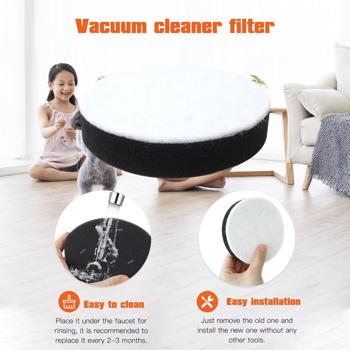 4 Pack Replacement Filter for Bagless Upright Vacuum H5341