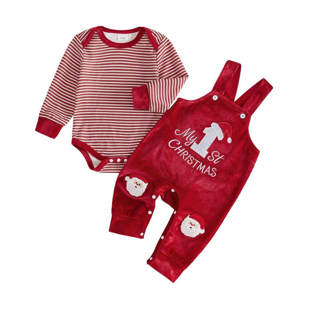 Christmas Baby Boy Outfit Romper Overalls Set Y7130