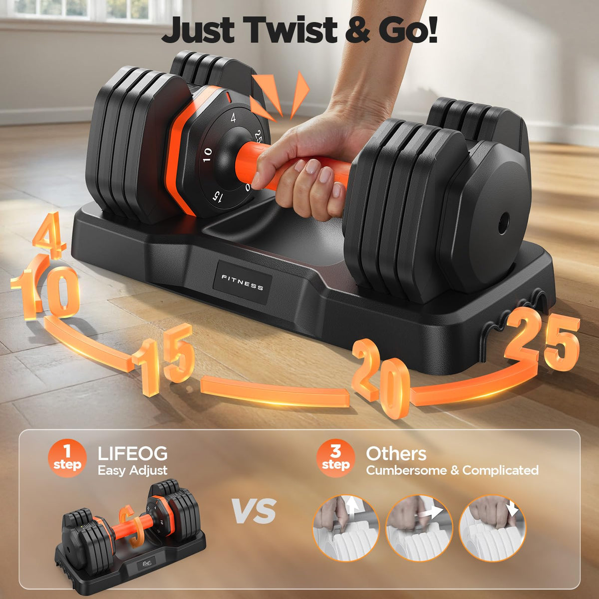 Adjustable Dumbbell Set of 2 with Storage Box Q84274