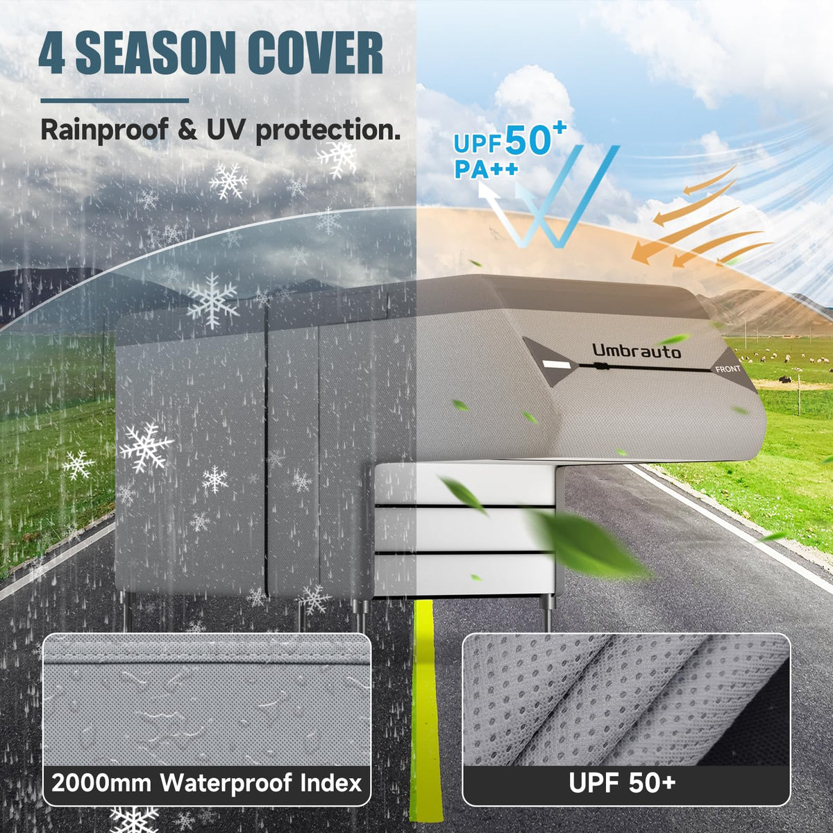 7-Layer Anti-Tear Truck Camper Cover with Gutter Cover A571