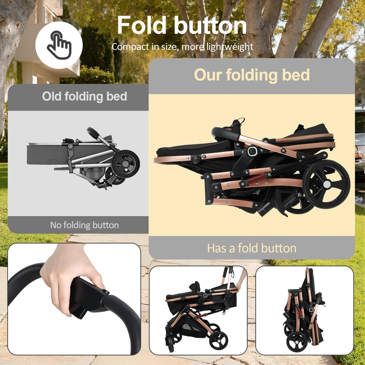 2 in 1 Convertible Bassinet Stroller with Reversible Seat UPF Canopy Black U592311