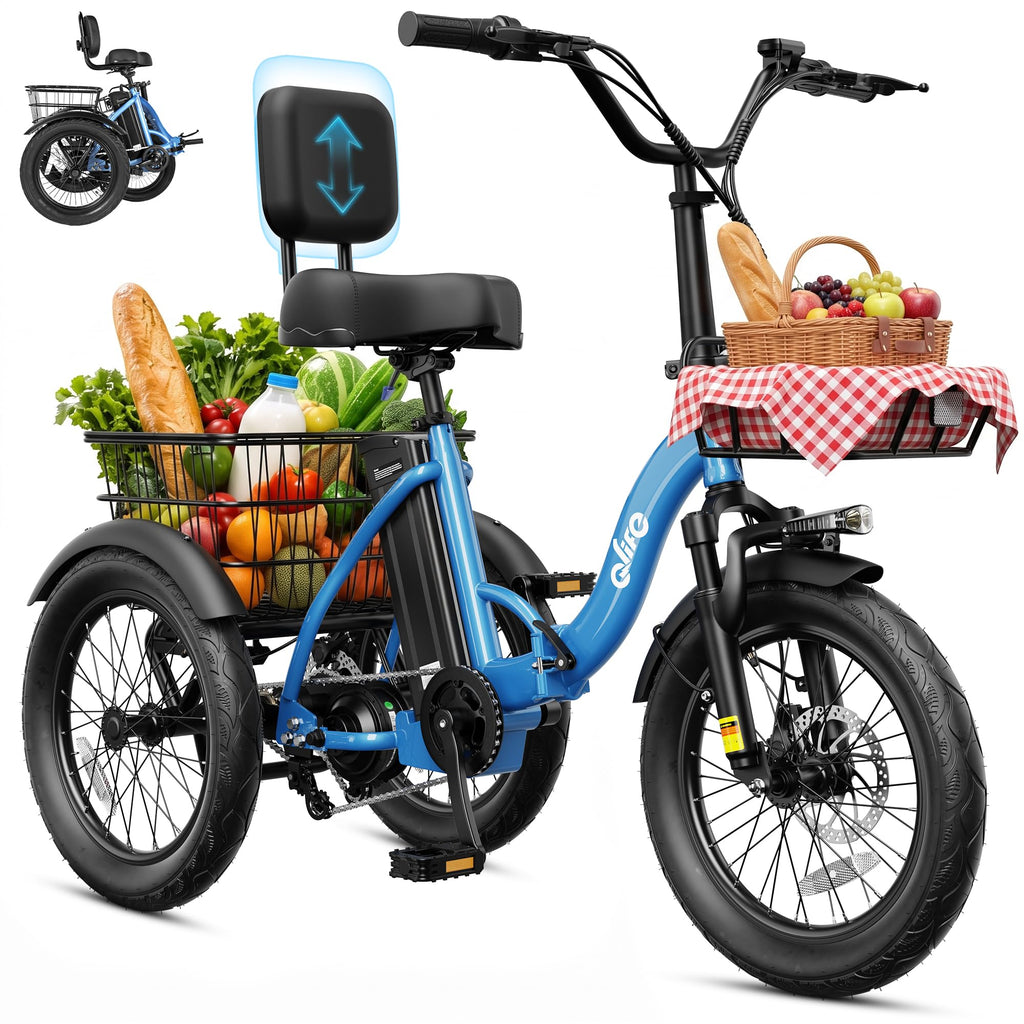 1200W Folding Electric Trike with Cargo Rack O362625