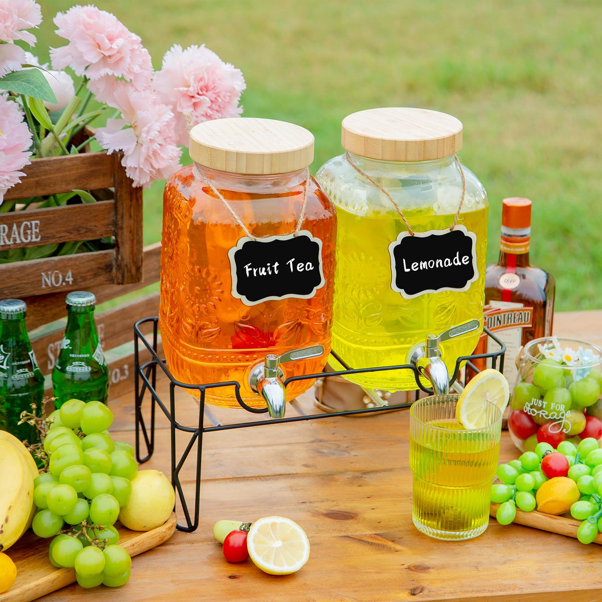 2-Pack 1 Gallon Glass Drink Dispensers with Spigot O255205