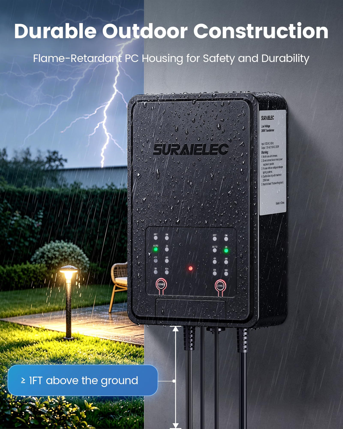 200W Low Voltage Landscape Transformer with Timer G347