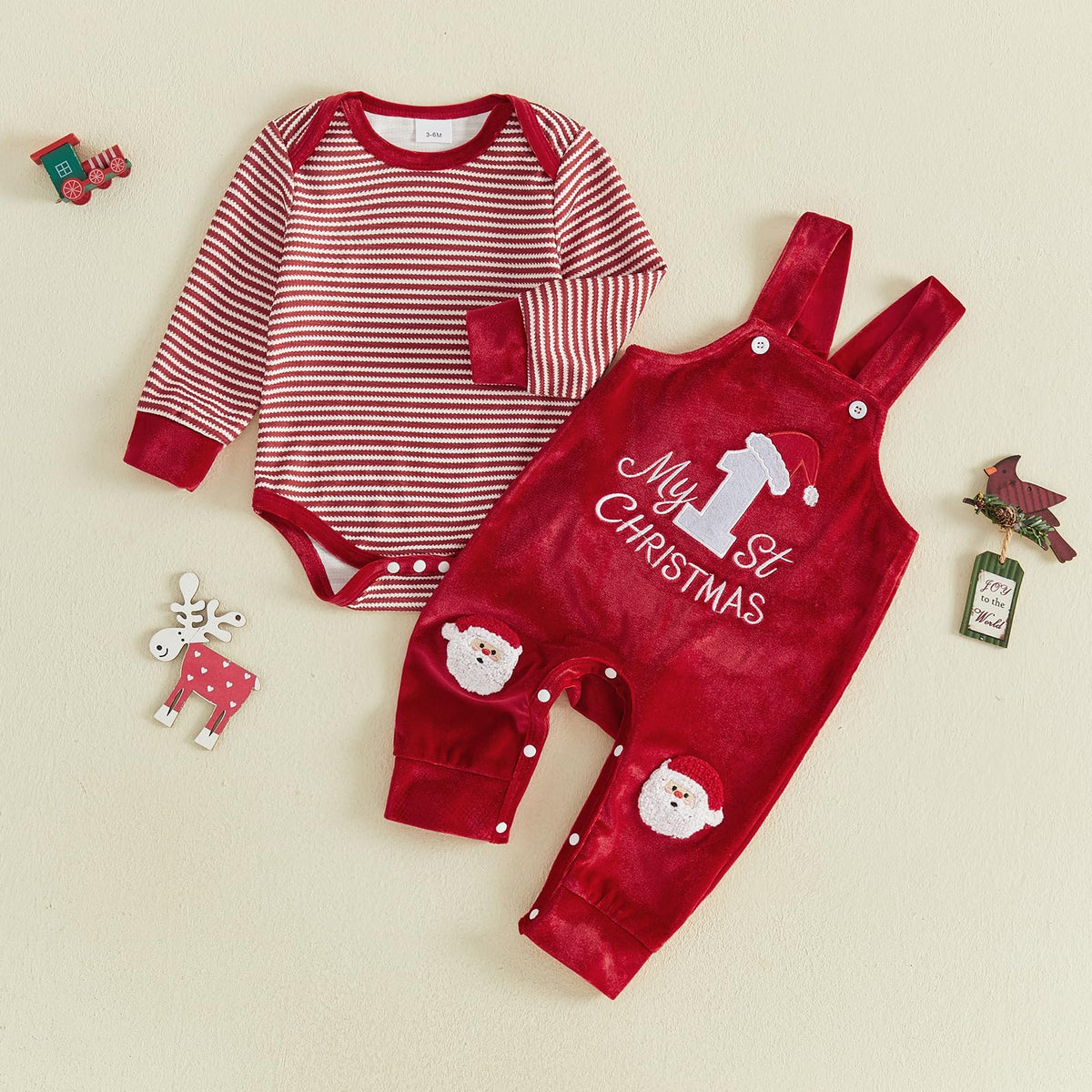 Christmas Baby Boy Outfit Romper Overalls Set Y7130