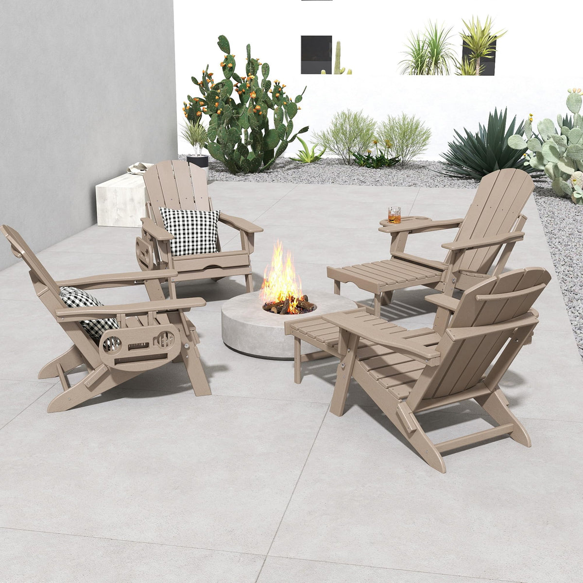 Folding Adjustable Adirondack Chair with Ottoman Set of 2 Y5518