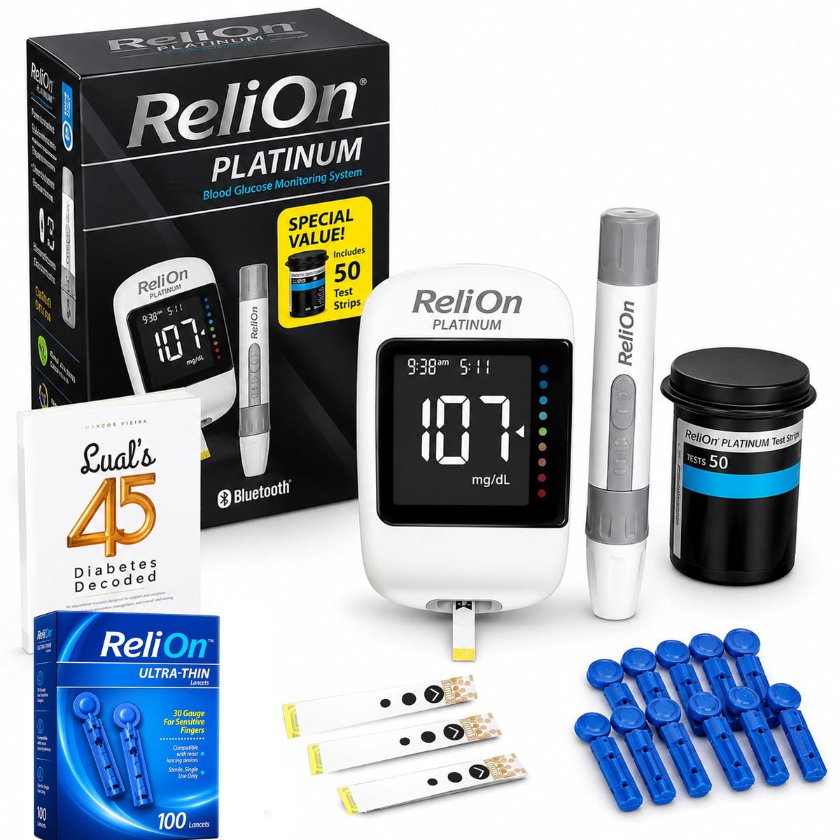 Blood Glucose Monitor Kit with 50 Test Strips C536