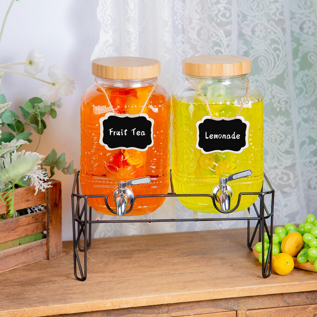 2-Pack 1 Gallon Glass Drink Dispensers with Spigot O255205