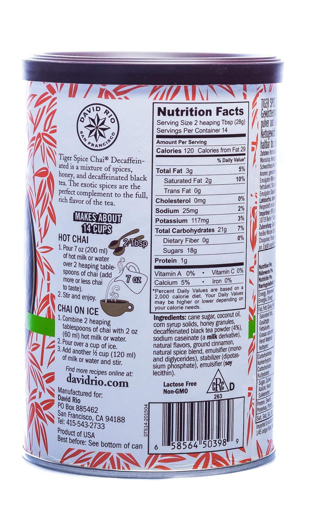 Decaffeinated Chai Tea Latte Mix, 14 Oz Y697