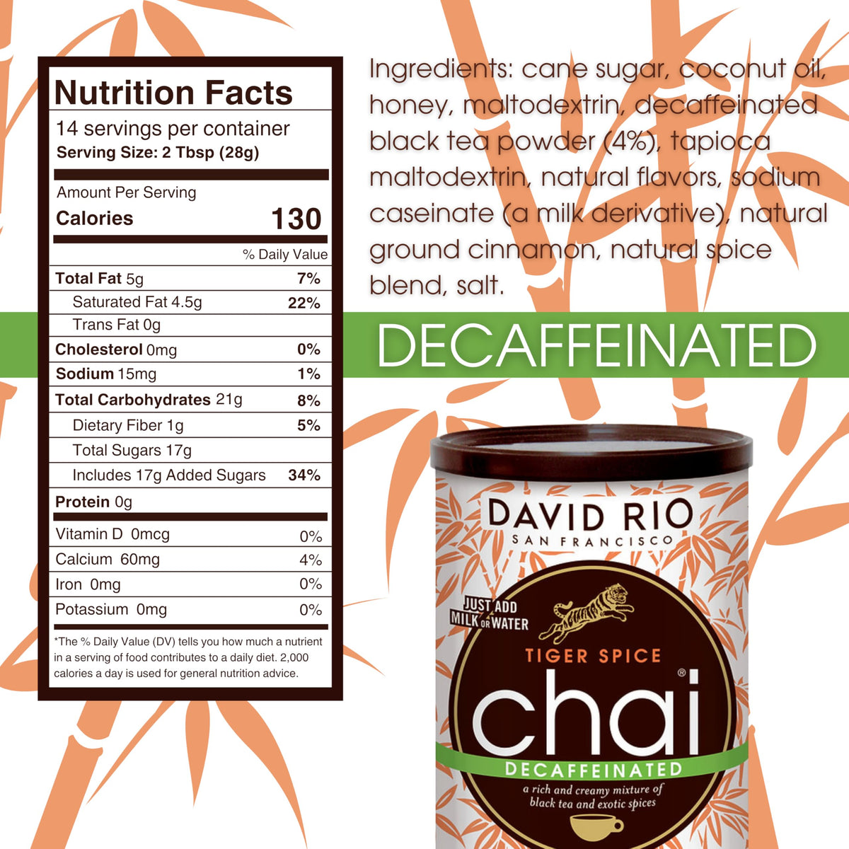 Decaffeinated Chai Tea Latte Mix, 14 Oz Y697