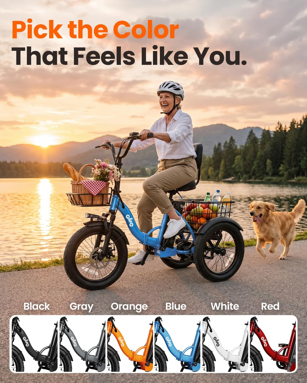 1200W Folding Electric Trike with Cargo Rack O362625