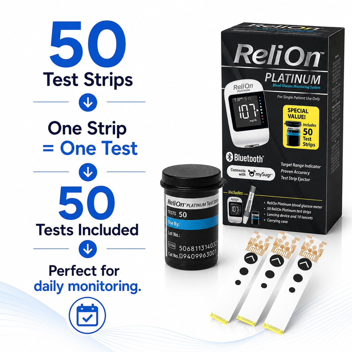 Blood Glucose Monitor Kit with 50 Test Strips C536
