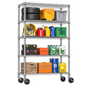 5-Tier Adjustable Steel Wire Shelving Unit with Wheels V308