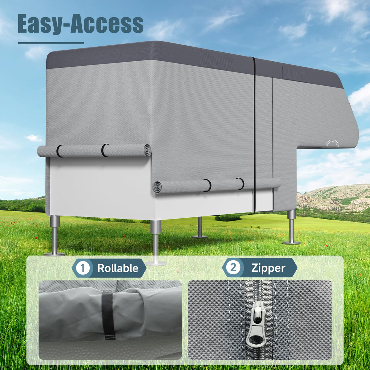 7-Layer Anti-Tear Truck Camper Cover with Gutter Cover A571