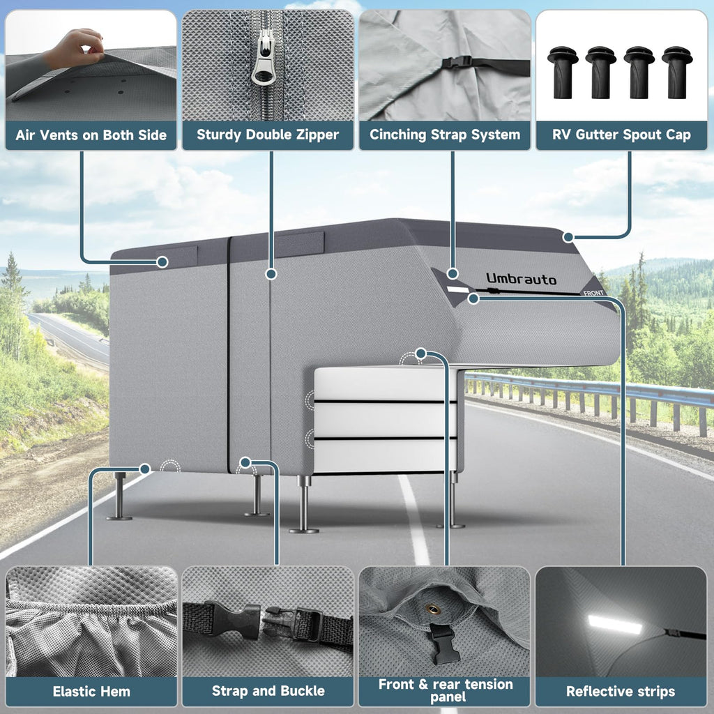 7-Layer Anti-Tear Truck Camper Cover with Gutter Cover A571