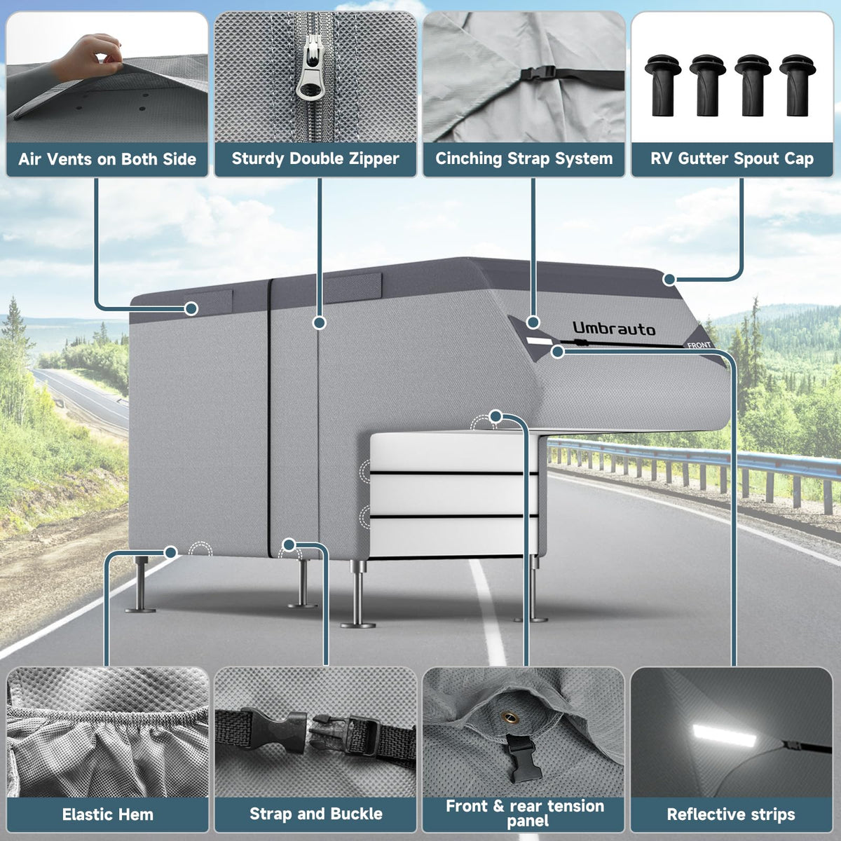 7-Layer Anti-Tear Truck Camper Cover with Gutter Cover A571