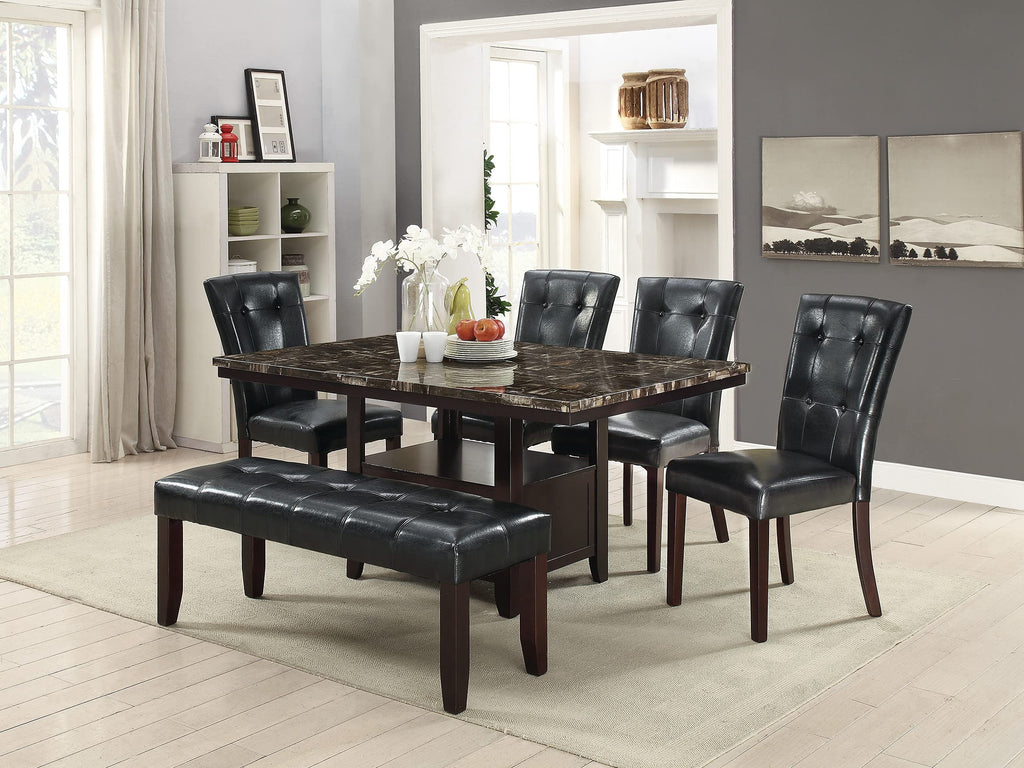 Black Faux Leather Tufted Parson Chairs Set of 2 V8786