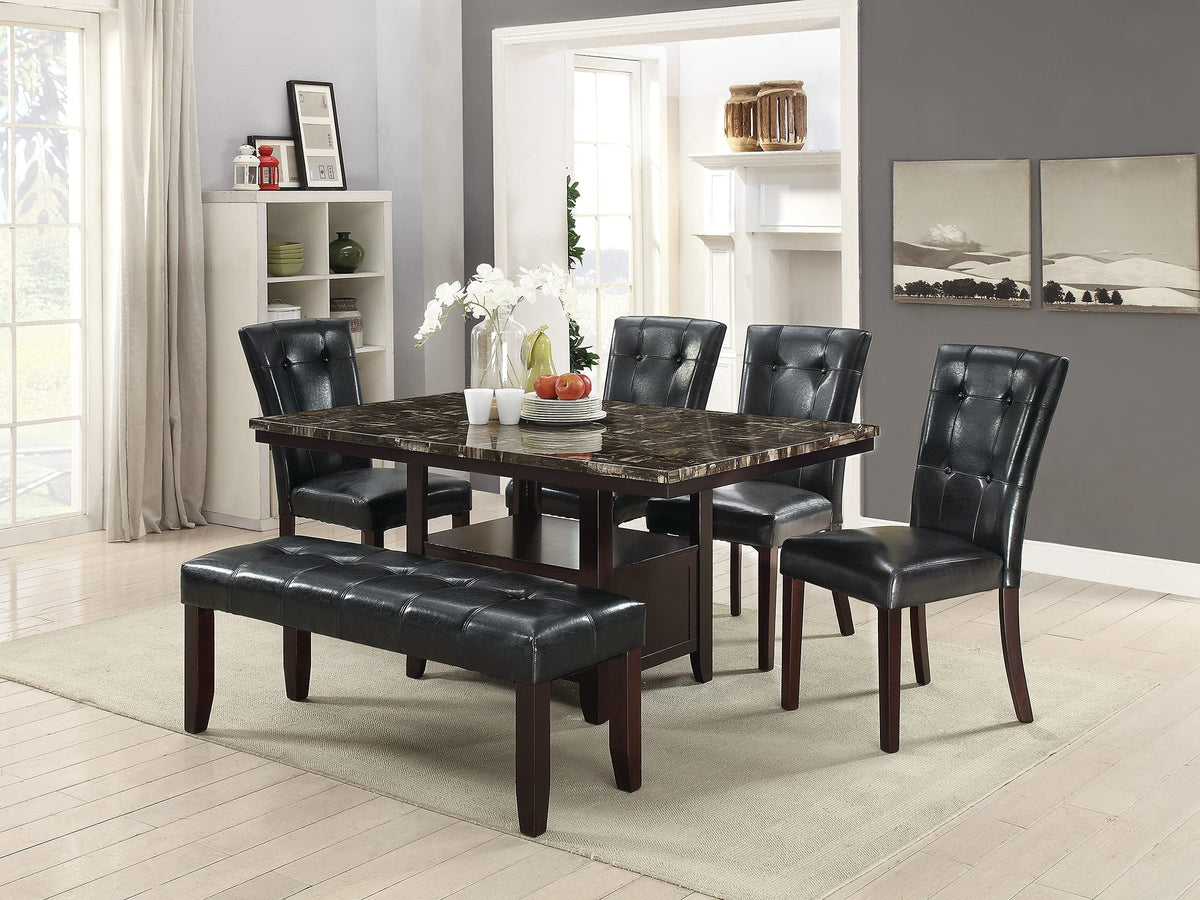 Black Faux Leather Tufted Parson Chairs Set of 2 V8786